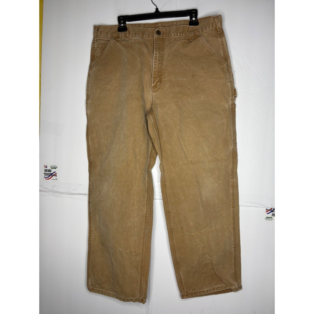 Carhartt B11 BRN Mens‎ Brown Washed Duck Canvas Dungaree Carpenter Pants 38x30 - Picture 3 of 6